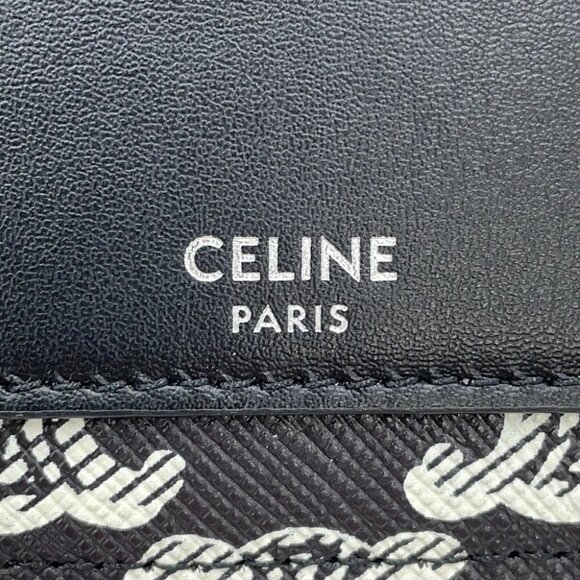 CELINE Triomphe HorizontalPouch Shoulder Bag PVC/Leather Black/White 10L272FSQ - Picture 9 of 14